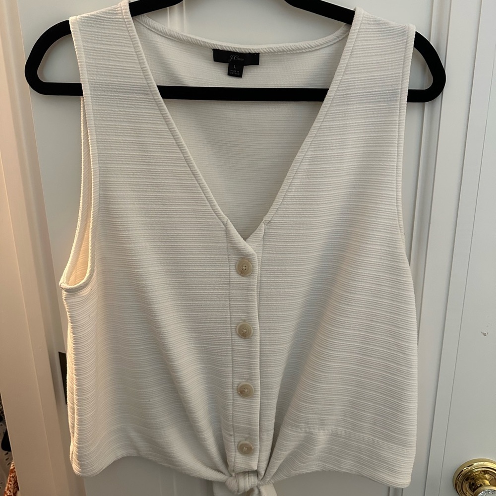 J. Crew Cream Button-Front Tie Tank Top